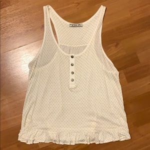 Chloe K Nordstrom Polka Dot Tank with Ruffles Size Large